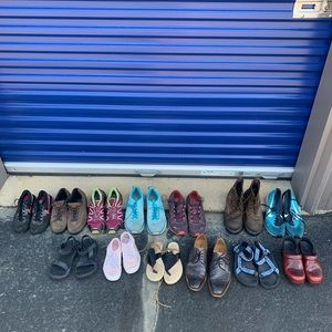 Lot of shoes, including but not limited to Tevas, Solomon, vans Nike ACG.